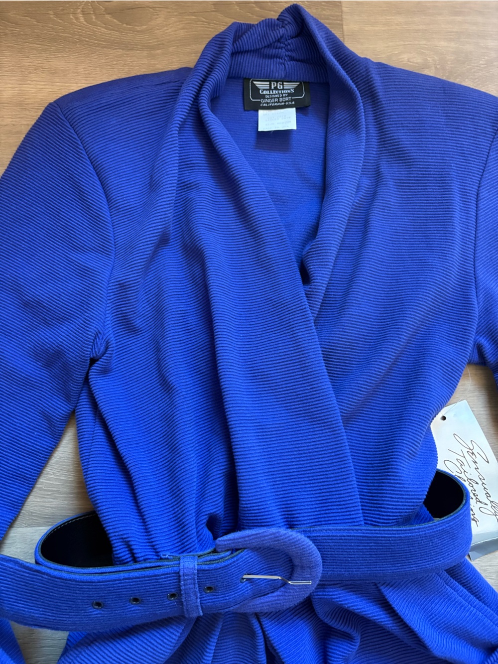 Pristine Vintage 80s Belted Jumpsuit in ribbed purple, blue. Size M - Picture 2 of 15